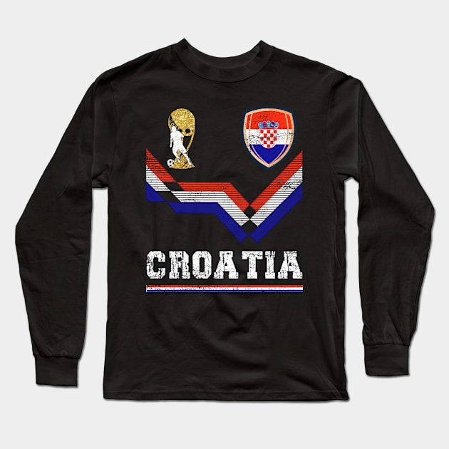 Croatia Soccer Fans Jersey Croatian Flag Football Lovers Long Sleeve T-Shirt by TeeBlade